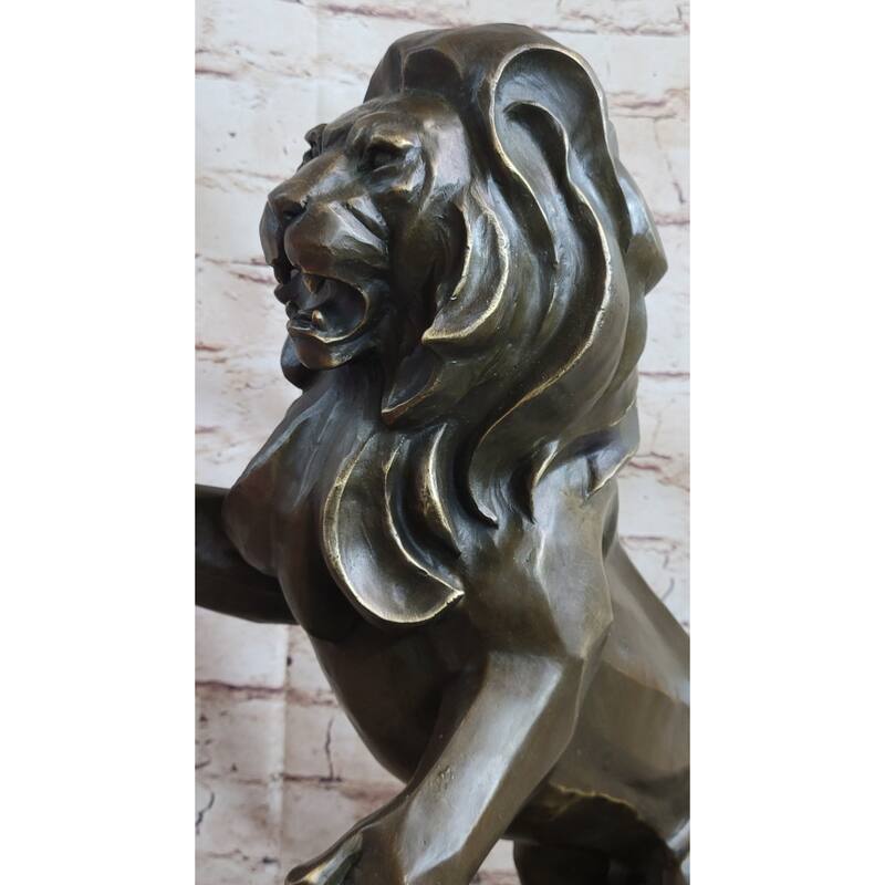 Abstract Guardian Imitative Lion Bronze Statue Sculpture Cubism Henry Moore 17 Inches X 12 Inches
