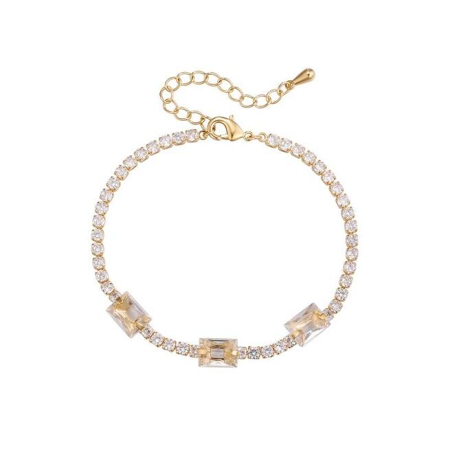Victoria Townsend Gold Plated Cubic Zirconia Emerald Cut Line Bracelet