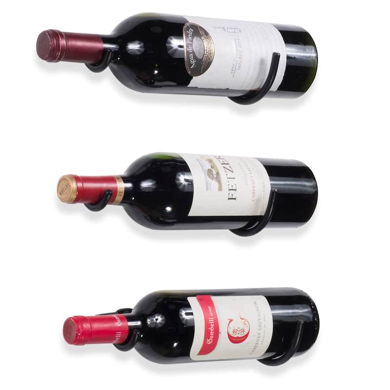 Rustic State Set of 3 Salon Wall Mount Iron Wine Bottle Rack - 3 Pack