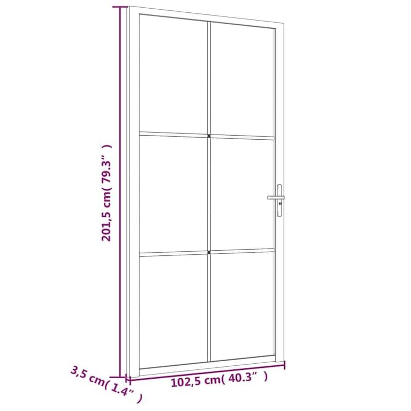 vidaXL Glass Door Interior Door with Alloy Handle ESG Glass and Aluminum Black