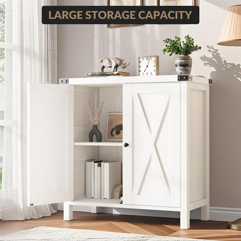 Storage Cabinet 15.7" d x 30" w x 31.5" h, Sideboard Buffet Cabinet with 2 Doors and Adjustable Shelves