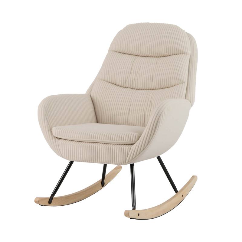 Costway 1/2 PCS Upholstered Rocking Chair with Padded Backrest & Seat
