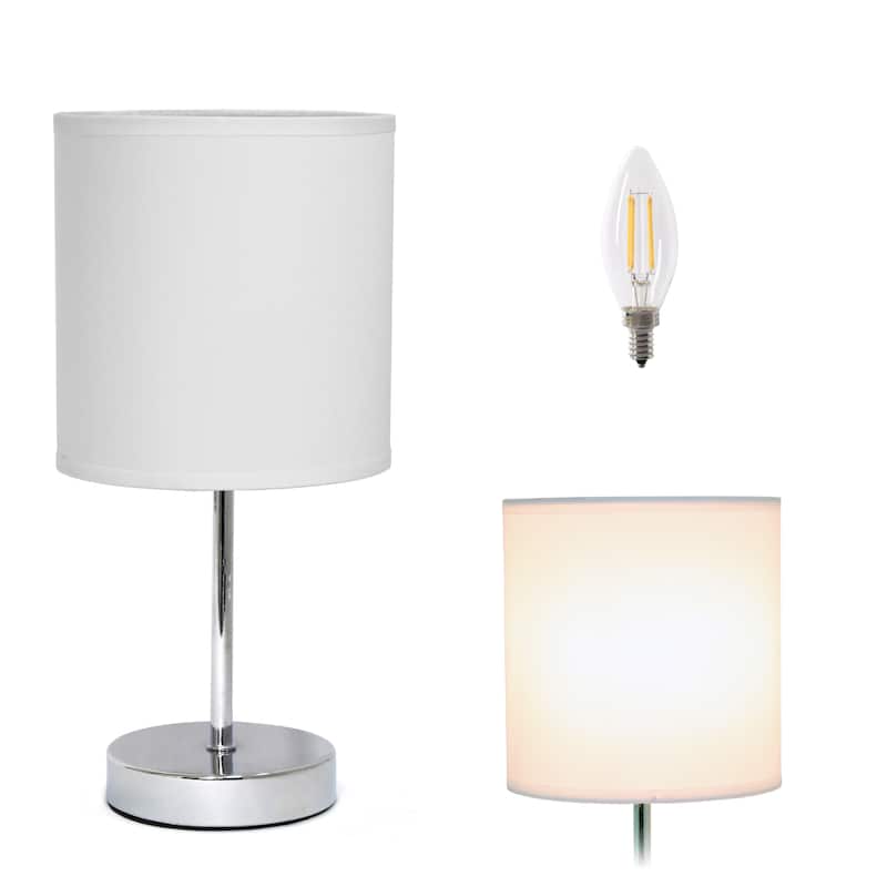 Simple Designs 11.81" Basic Mini Table Lamp with Feit LED Bulb Included - 11.81 - White