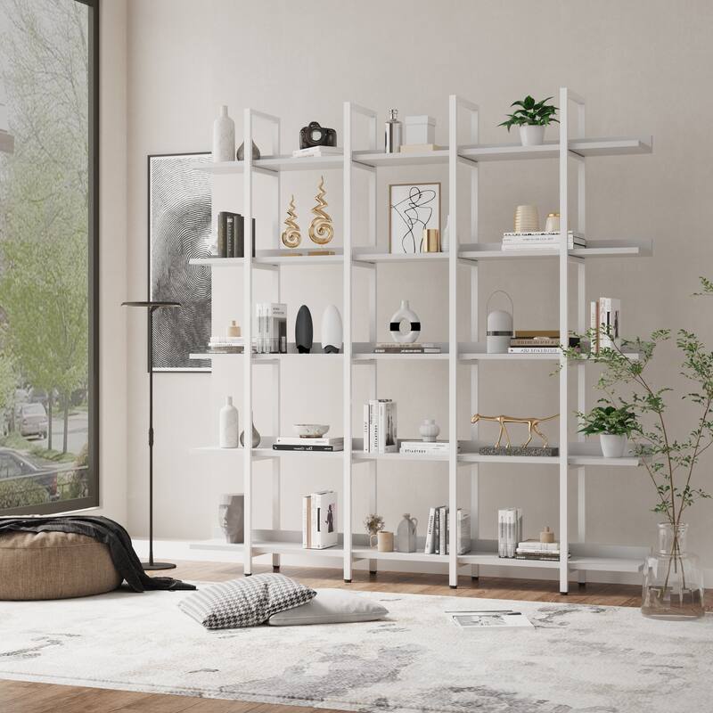 70.87" 5 Tier Bookcase with Metal Frame, MDF Board