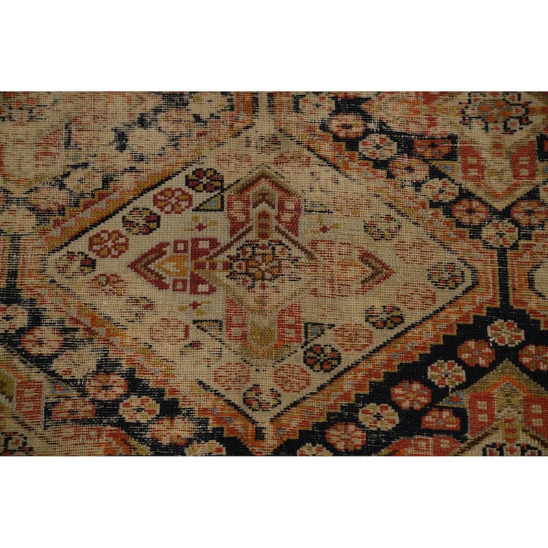 Hand Knotted Oriental 100% Wool Carpet Traditional Geometric Beige & Ivories Bakhtiari Area Rug - 10' 5'' X 5' 0''