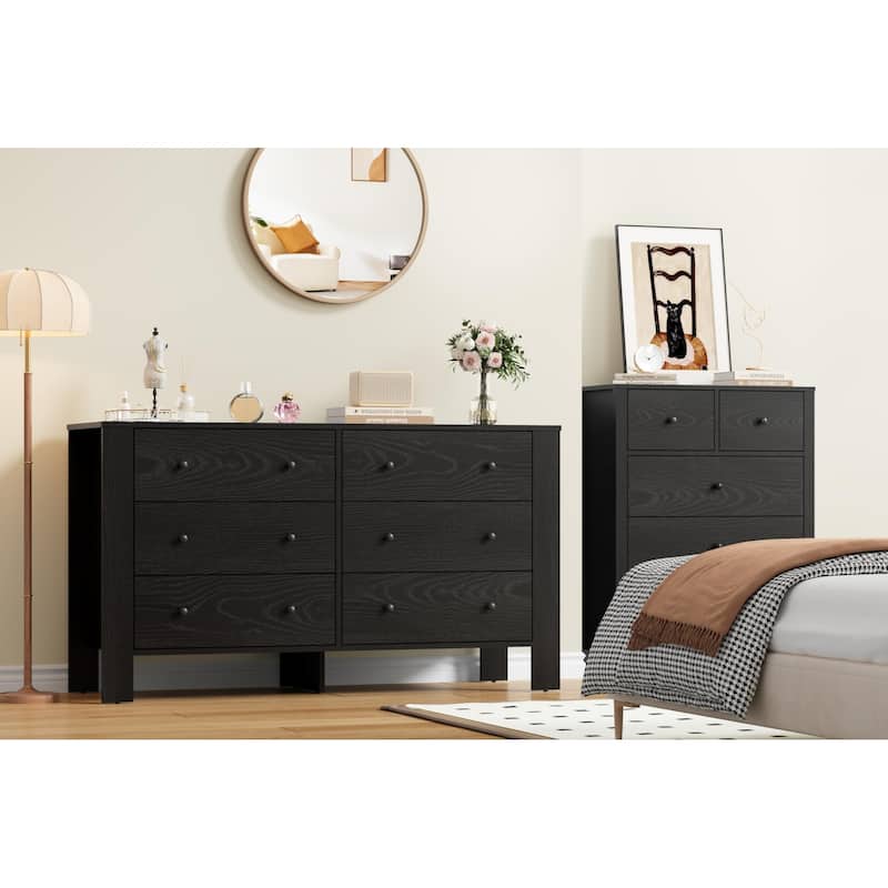 6 Drawer Dresser for Bedroom, Modern Wooden Storage Chest with Drawers