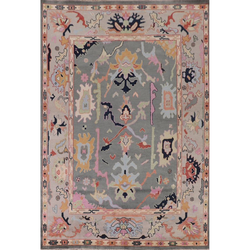 Gray Oushak Oriental Area Rug Handmade Bedroom Wool Carpet - 8'11"x 11'9"