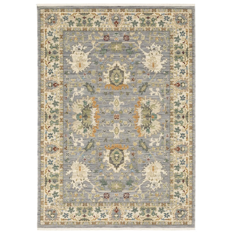 Style Haven Lawson Traditional Persian Indoor Wool Fringe Edge Area Rug - 6' 7" x 9' 6" - Grey/ Multi - Rectangle