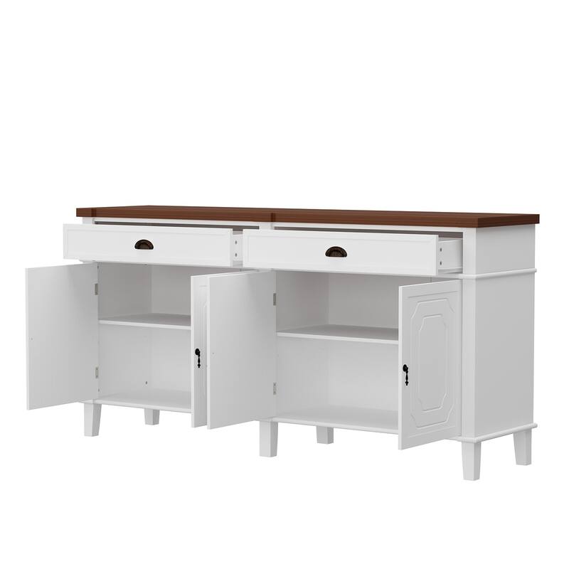 Buffet Cabinet 63" Sideboard Buffet Cabinet with 4 Doors & 2 Drawers