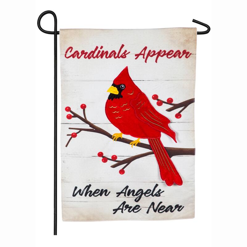18 in. x 12.5 in. When Angels Are Near Garden Linen Flag