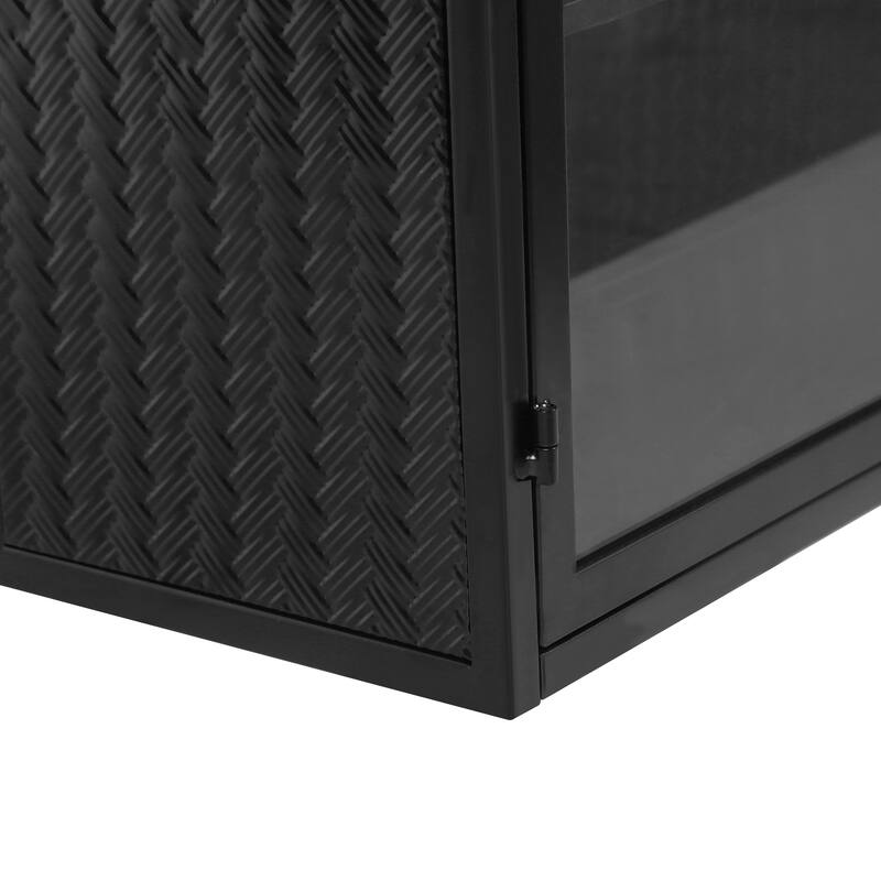 27.56"Glass 2-Doors Wall Cabinet with Featuring 3-tier Storage