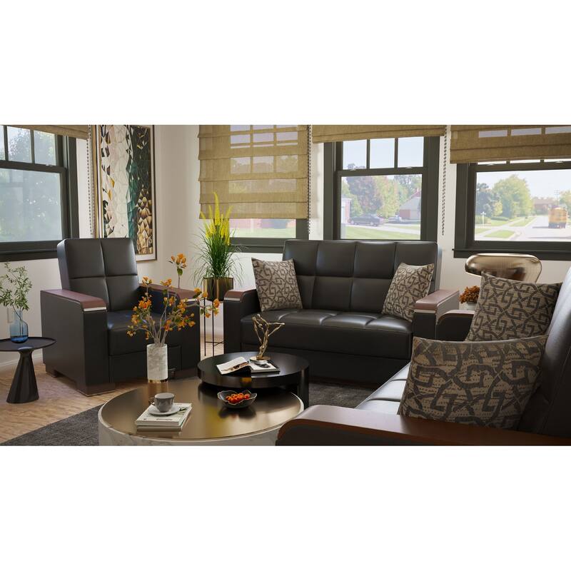Collection Upholstered Convertible Loveseat With Storage