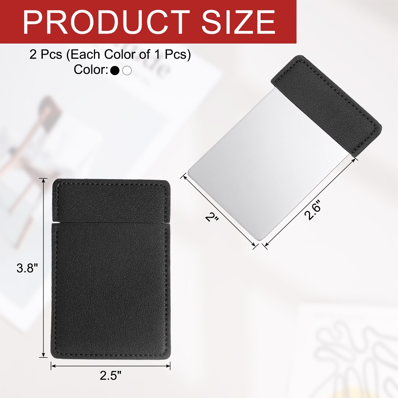 Small Pocket Mirror for Purse, Stainless Steel Compact Makeup Travel Handheld Mirror with Leather Case for Women, Girls, Purse