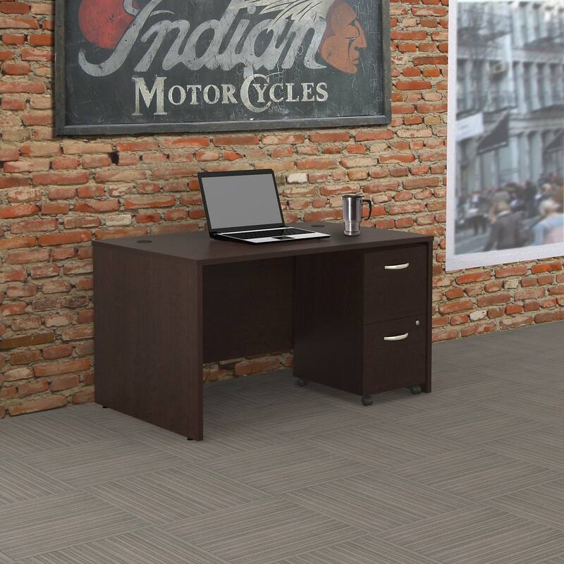 Series C 60W Desk with Mobile File Cabinet by Bush Business Furniture - Mocha Cherry