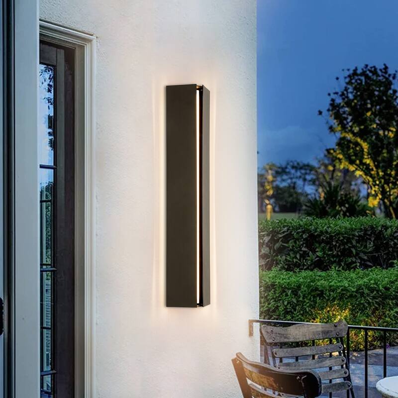 Modern Black Outdoor Wall Lights Linear Dimmable LED Wall Sconce Lights
