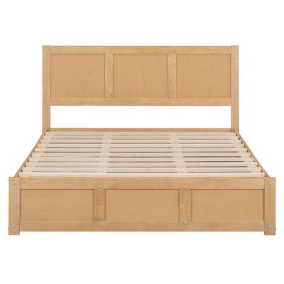 Full Size Wood Platform Bed with Underneath Storage and 2 Drawers