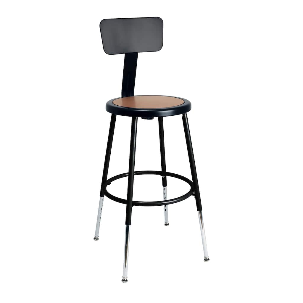 Hampden Furnishings Felix Height Adjustable Steel Stool with Backrest, Black, AssemblyReady