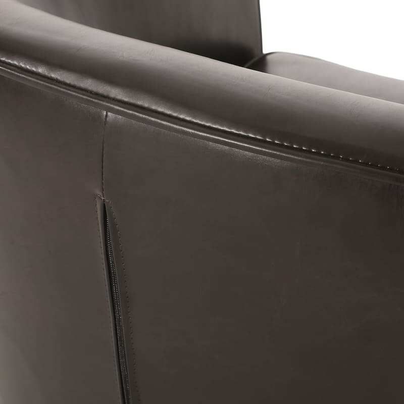 Brown Modern 28.75" PU Upholstered Club Chair with Birch Wood Legs for Living Room