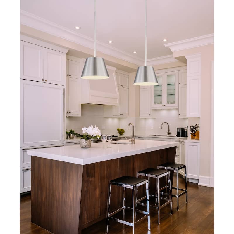 Lilly by Z-Lite 1 Light Pendant in Brushed Nickel with Brushed Nickel Steel Shade