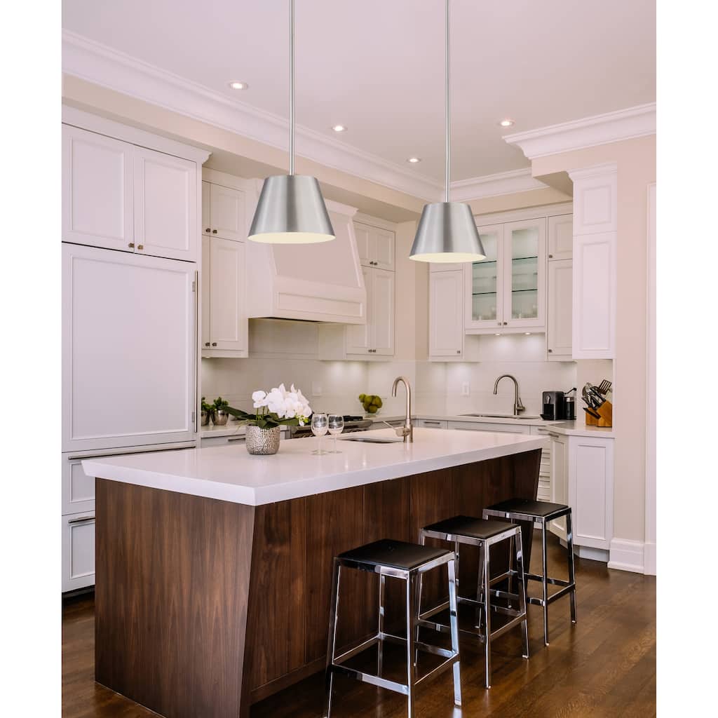 Lilly by Z-Lite 1 Light Pendant in Brushed Nickel with Brushed Nickel Steel Shade