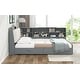 preview thumbnail 4 of 10, Gray L-Shaped Platform Bed with Storage Headboard with Left Shelf and 2 Drawer
