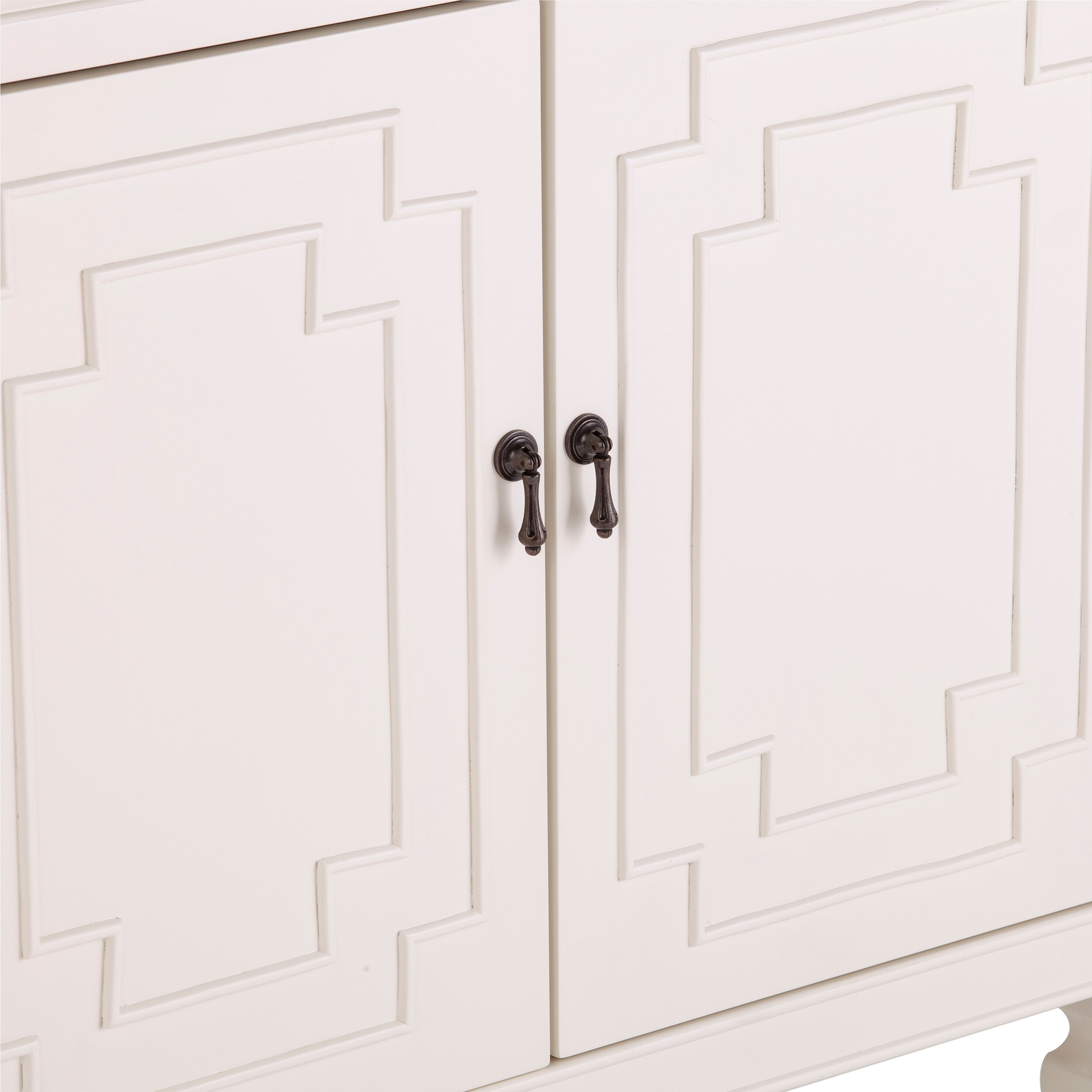SEI Furniture Taborley Transitional 4 Door Sideboard Antique White