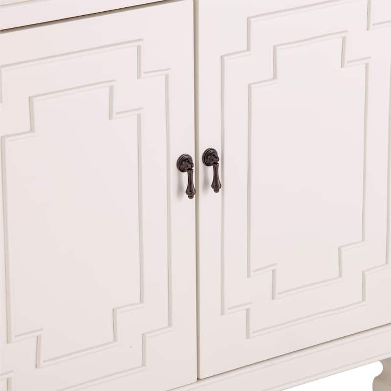 SEI Furniture Taborley Transitional 4-Door Sideboard Antique White Wood Accent Cabinet Buffet