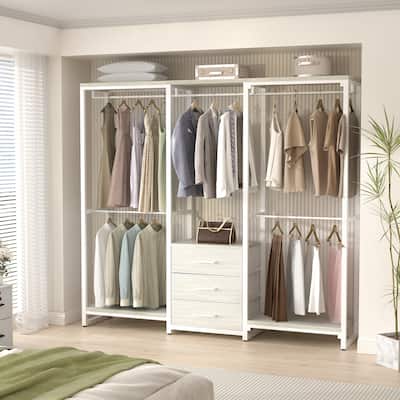 Garment Rack Heavy Duty Clothes Rack Free Standing Closet Organizer with Drawers and 5 hanging Rods