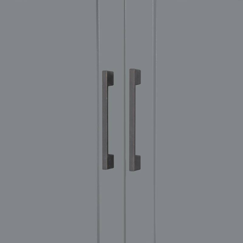 Queen Size Wall Bed with Closet and Hydraulic Lift System, Space-Saving Design, Gray