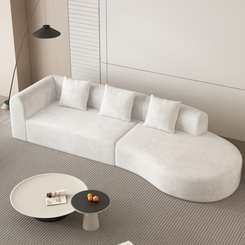 123.2" Corduroy Cloud 4-Seater Sectional Sofa