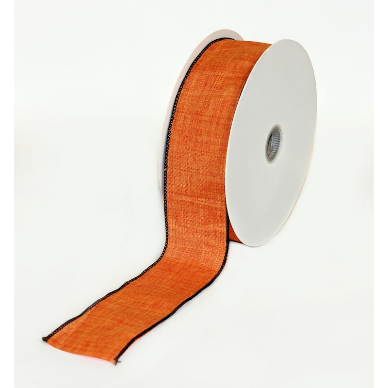 Wired Fall Orange Linen Plaid Ribbon 2.5", 50YD - 1800