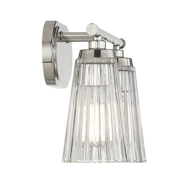 Savoy House Chantilly 2-Light Bathroom Vanity Light with Clear Fluted Glass Shades (14" W x 10"H)
