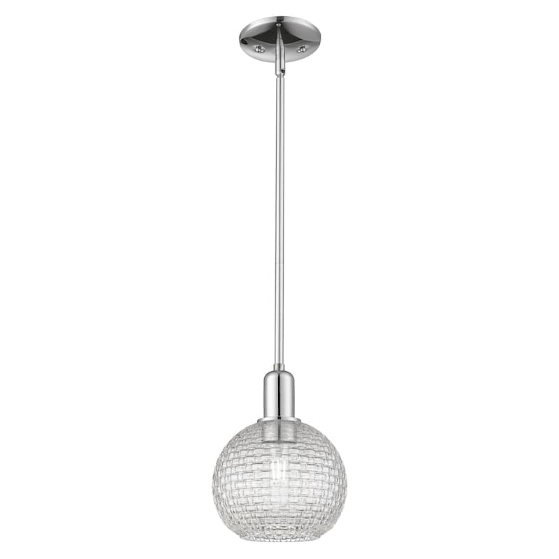 Innovations Lighting Endless Possibilities Arcadia - Athens - 1 Light 8" Basketweave Stem Hung Mini Pendant - Polished Chrome