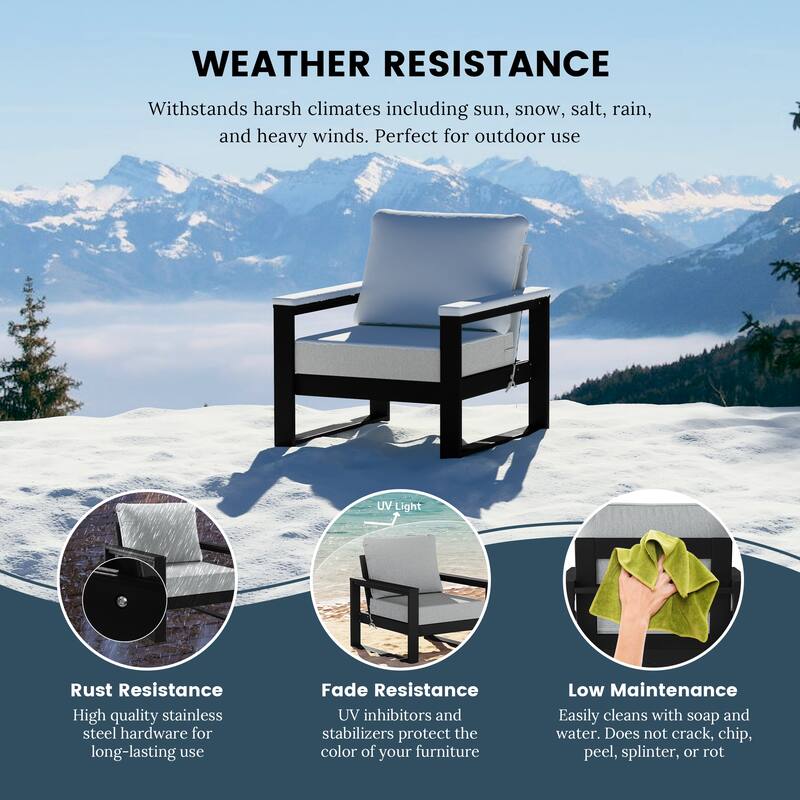 Polytrends Endless Patio Deep Seating Club Chair with Black Frame