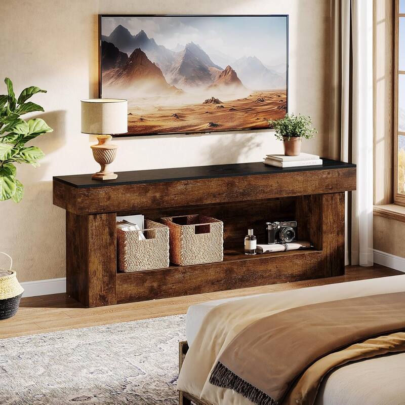 63" TV Stand, Farmhouse Media Console with Open Storage Space, Entertainment Center for 60/65/70 Inches TVs