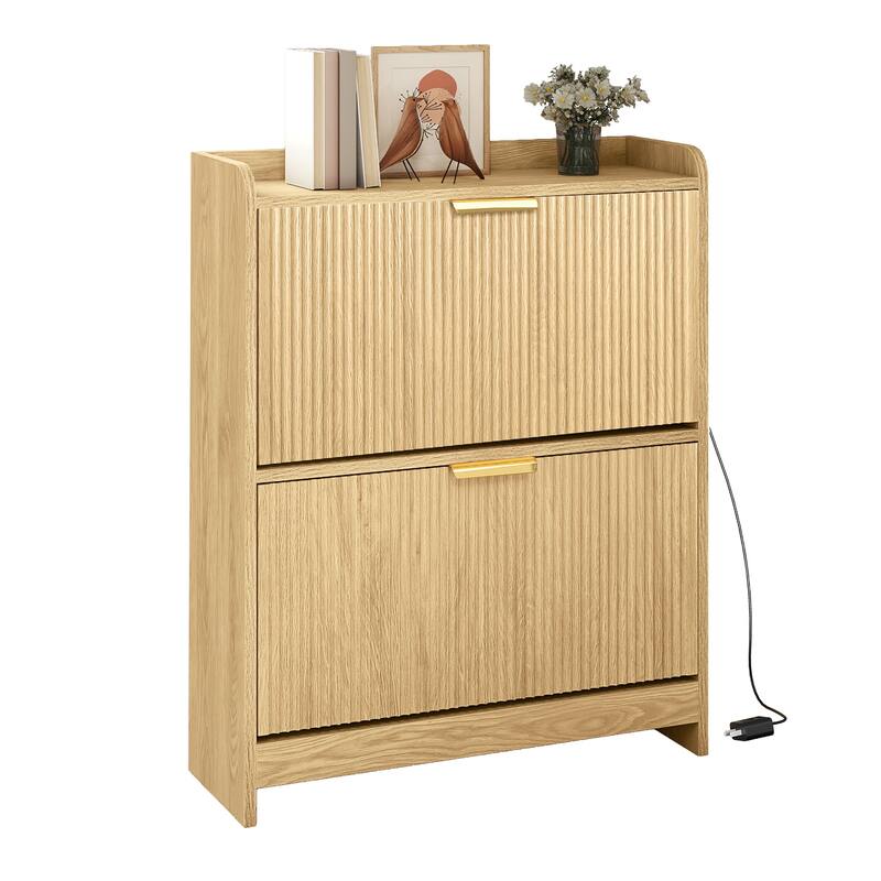 Moasis Shoe Cabinet Organizer with Air-Purifier and 2 Flip Drawer