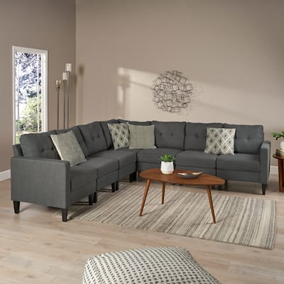 Emmie Mid-century Modern 7-pc. Sectional Sofa Set by Christopher Knight Home