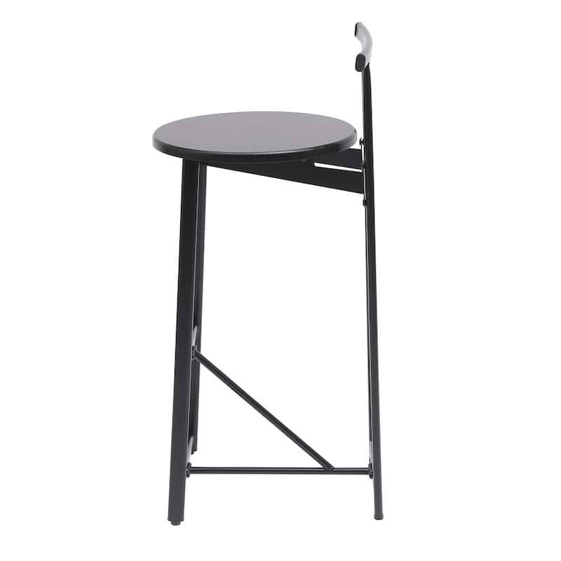 27''H Barstool Set of 3 Wooden Round Bar Stools with Footrest, Easy Assembly, for Dining Room, Kitchen
