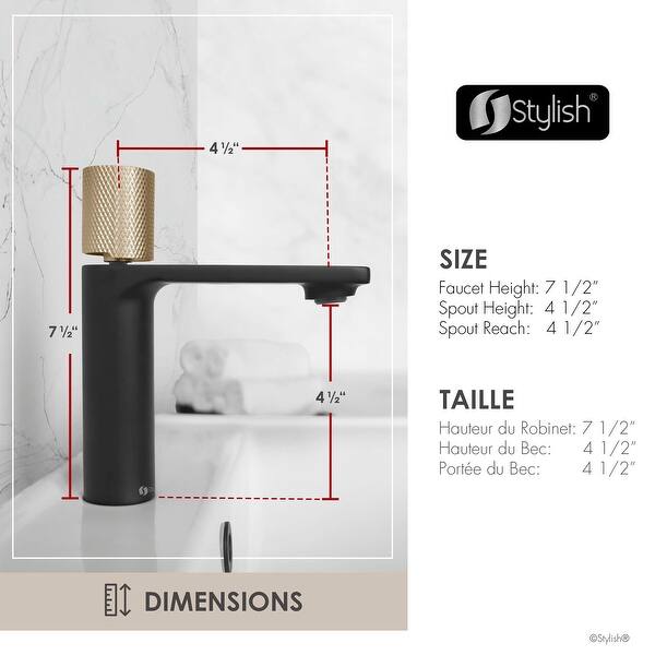 dimension image slide 1 of 2, STYLISH Single-Handle Vessel Bathroom-Faucet B-104