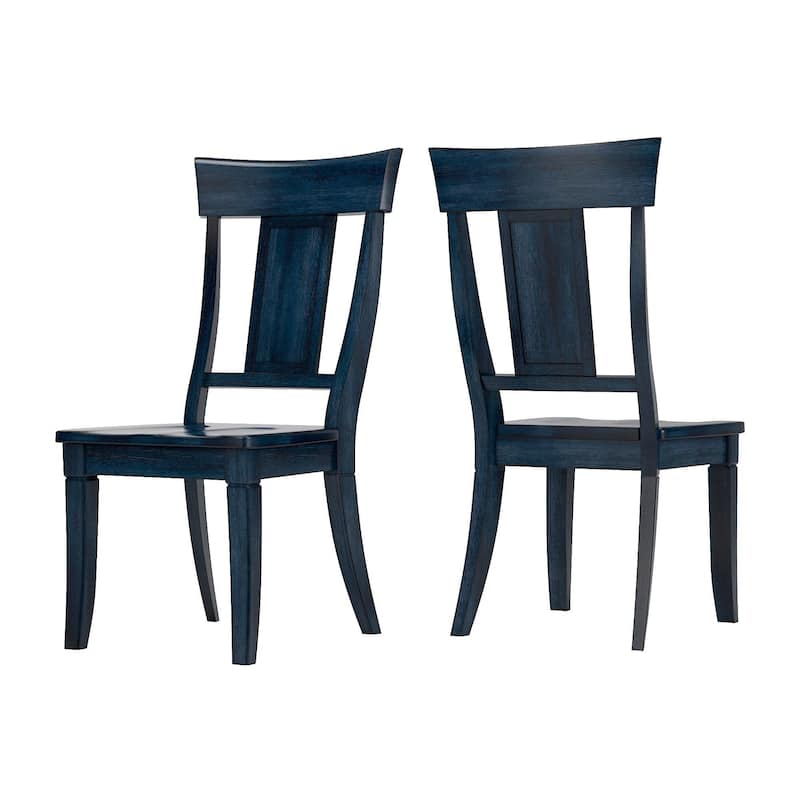Eleanor Panel Back Wood Dining Chair (Set of 2) by iNSPIRE Q Classic - Antique Dark Denim Blue