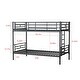 preview thumbnail 3 of 7, Compact Twin over Twin Metal Bunk Bed with Diamond-Shaped Rungs, Guardrails, and Storage Space