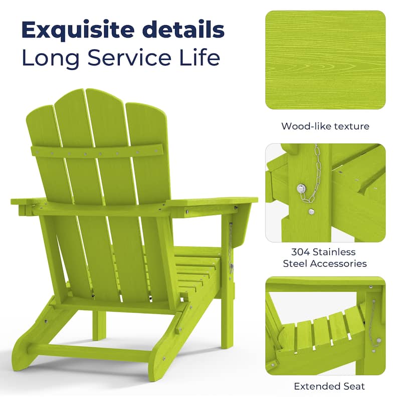 Outdoor HDPE Folding Classic Adirondack Chair All-Weather