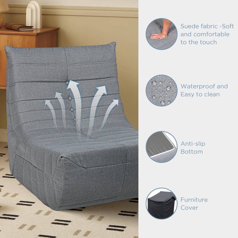 Bean Bag Chair, Big Beanbag Chair Floor Couch, Fireside Chair Memory Foam Lounge Chair for Living Room Bedroom, Office