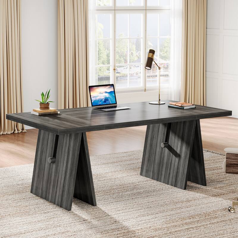 64-Inch Modern Executive Desk, Computer Desk with Sturdy Base