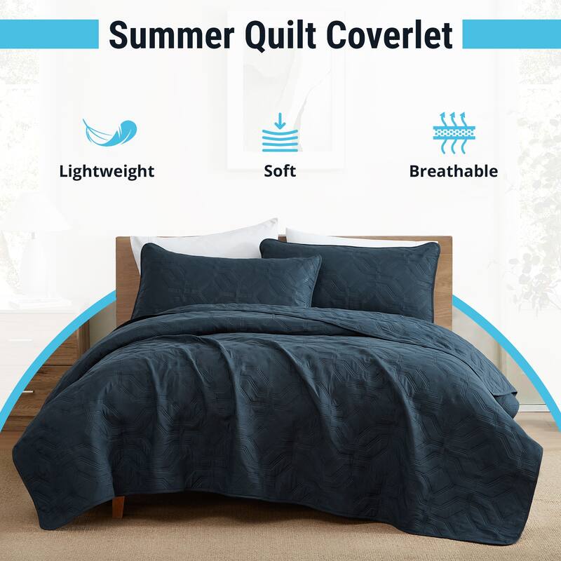 HLC.ME Logan - 3 Piece Size Quilt Set, Lightweight Bedspread Coverlet Set