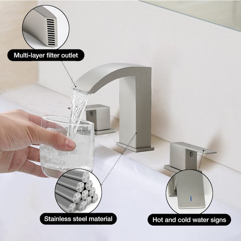 Topcraft Stainless Steel Two Handle Bathroom Sink Faucet