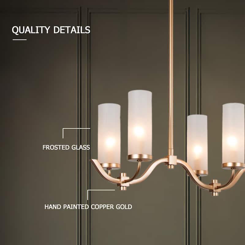 Kayna Mid-Century Modern 6-Light Chandelier Frosted Glass Lights for Kitchen Island