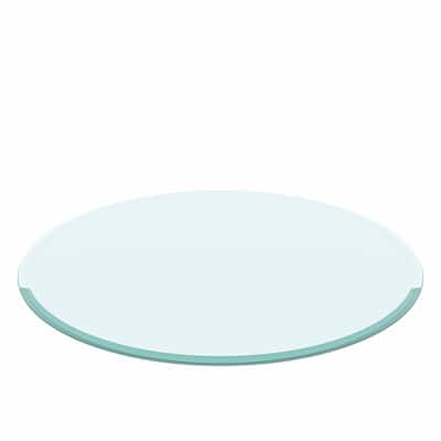 28" Inch Round Tempered Glass Table Top Clear Glass 2/5 Inch Thick Beveled Polished Edge