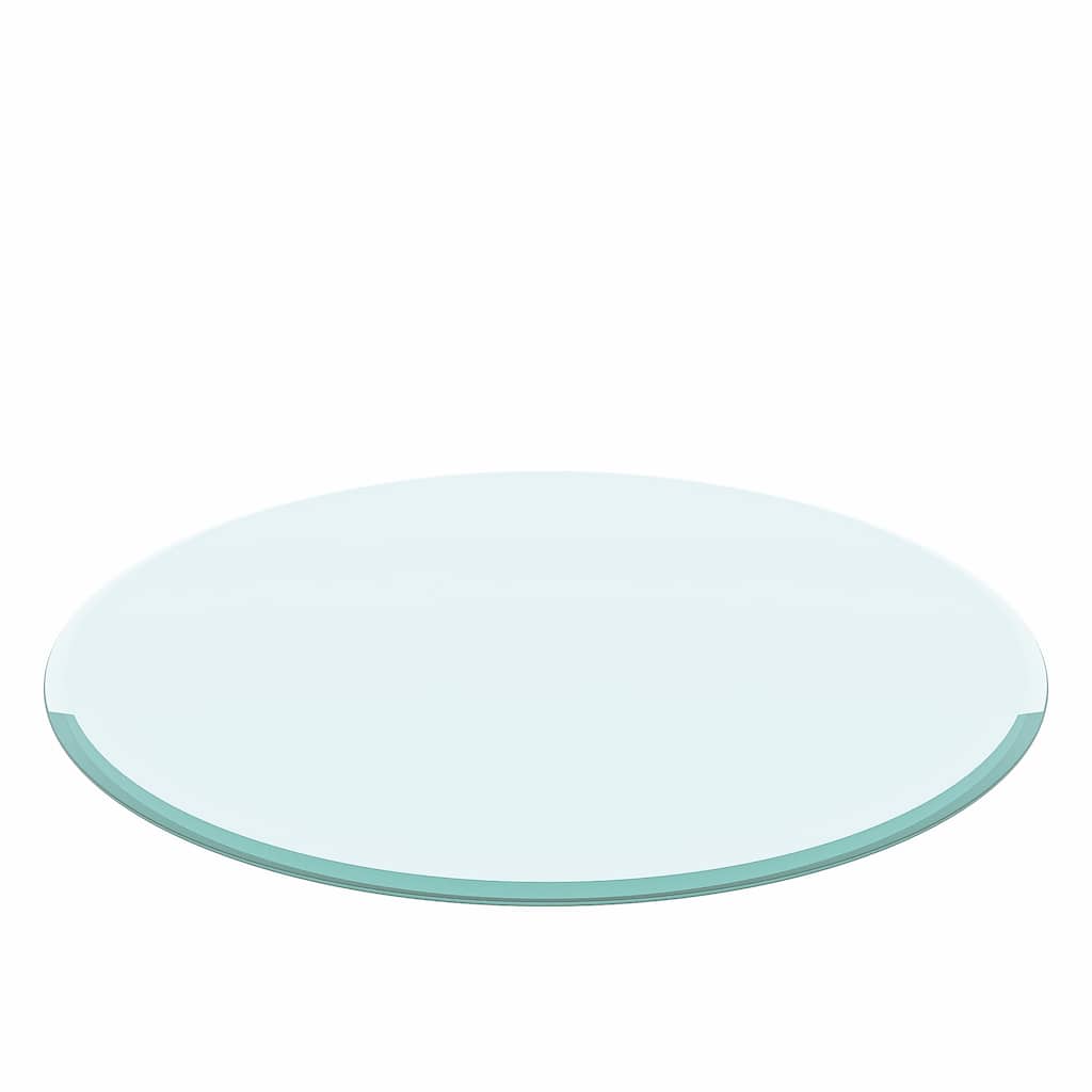 28" Inch Round Tempered Glass Table Top Clear Glass 2/5 Inch Thick Beveled Polished Edge