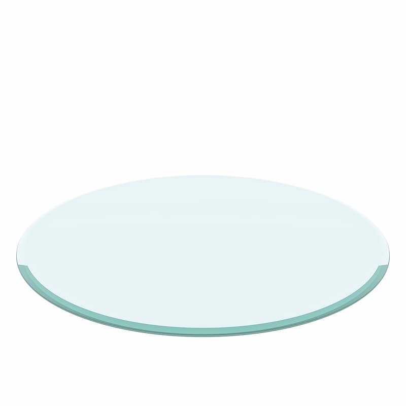 Round Tempered Glass Table Top Clear Glass Thick Beveled Polished Edge